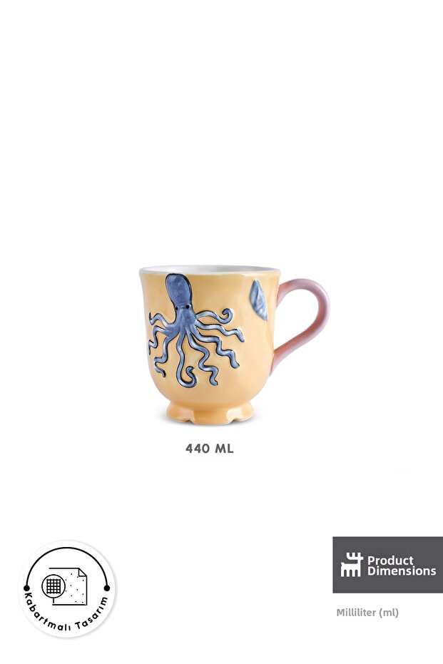 Atlantis Octopus Patterned Ceramic Mug 440 ml - 2
