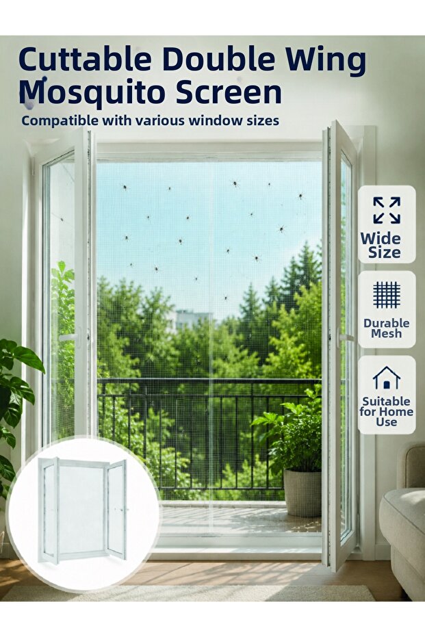 Cuttable Double Pane Window Fly Screen Durable Mesh