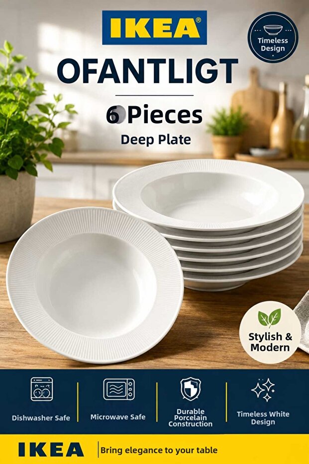 Akdeni̇z Ofantligt 6 Piece Plate Set Simple, Stylish and Timeless