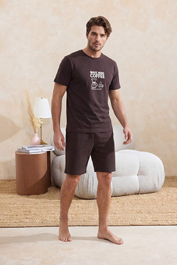 Kahverengi Regular Baskılı Homewear Pijama Takımı TMNSS26PT00056 - 3