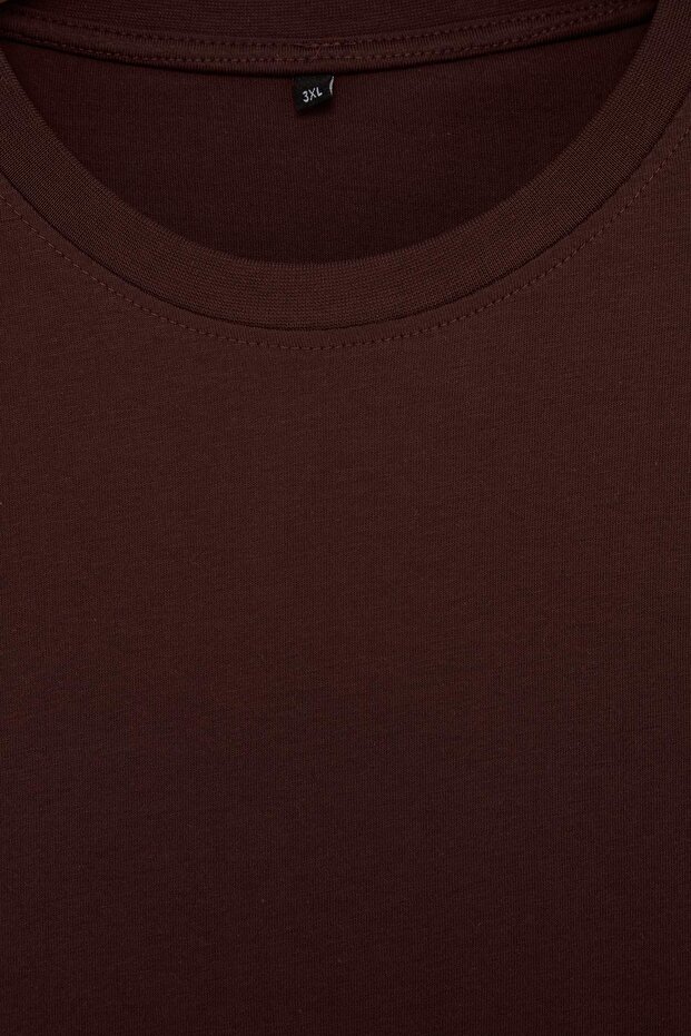 Kahverengi-Yeşil Büyük Beden 2'li Paket Regular/Normal Kesim T-Shirt TMNSS24BF00002 - 8
