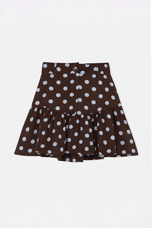 Brown Polka Dot Ruffle Skirt Twoss26Et00250