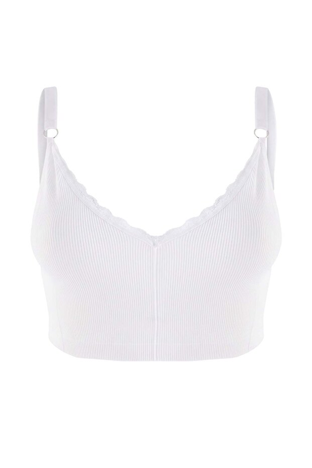 Çok Renkli 2li Seamless/Dikişsiz Dantel Detaylı Kapsız Askılı Bralette Sütyen TBBSS26CW00018 - 7