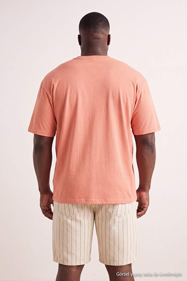 Unisex Büyük Beden Turuncu Oversize/Geniş Kesim %100 T-Shirt TMNSS23TS00139 - 4