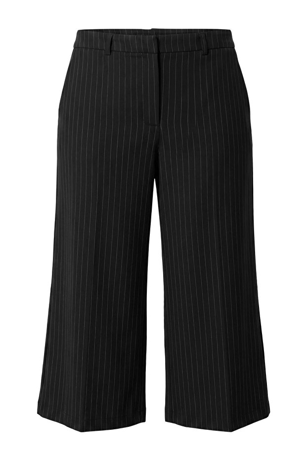 Black High Waist Striped Wide Leg Plus Size Pants Tbbaw27Ar00009