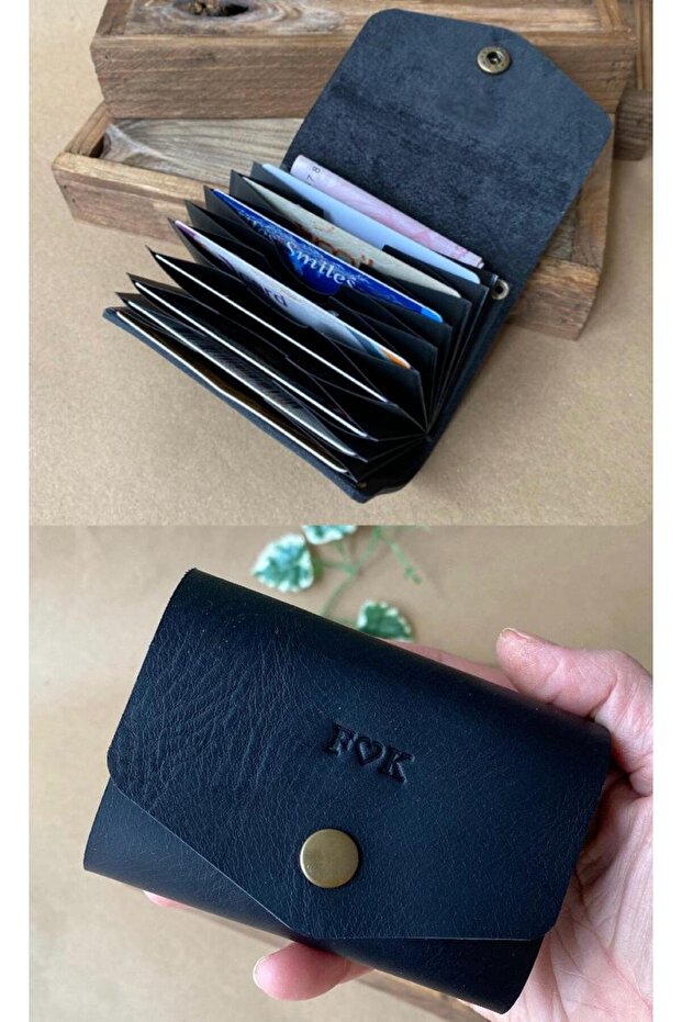 (We Write the Name) Accordion Card Holder - Genuine Leather Handmade