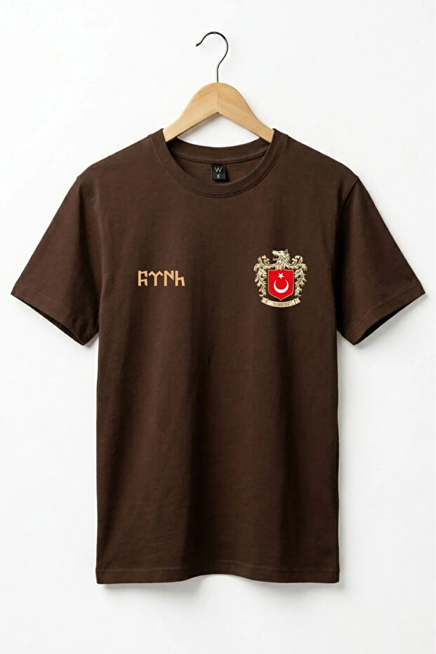 Bozkurt Printed Bozkurt Symbol Turkey and Turkish Flag Wolf Regular Fit 100% Cotton Basic T-Shirt