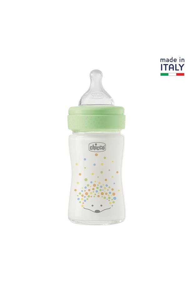 Perfect Easy Glass Feeding Bottle 150ml Slow Flow 0m+ Silicone, Green