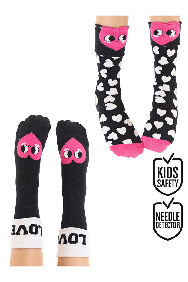 Love Heart Girls' 2-Piece Sock Set