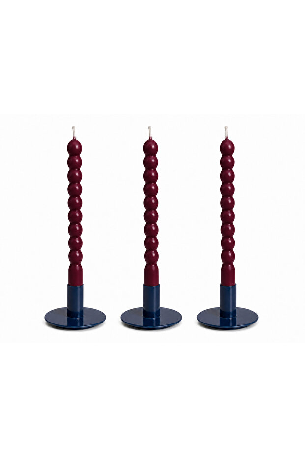 Bubble model 3’lü bordo şamdan mumu
