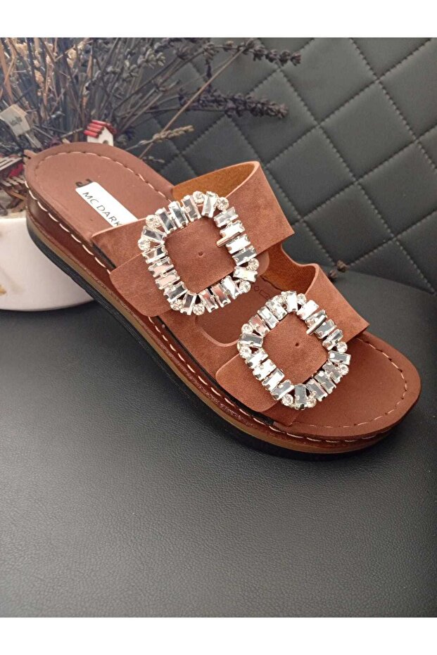Women's Taba Filled Heels Orthopedic Stone Stitched Sole Slippers