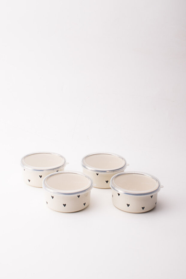 Black Cupid Enamel 4-Piece Bowl with Lid, Snack Bowl, Breakfast Bowl, Jam Bowl, Olive Bowl, Serving Set 8cm 20