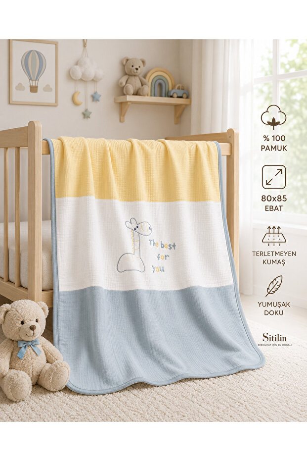 Girl Boy Butterfly Baby Double Layer Natural Combed Cotton Blanket Stl6903