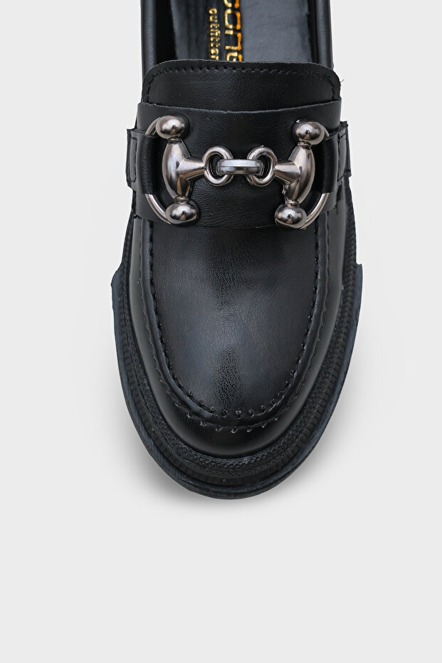 Denni Damen-Loafer mit ovaler Zehenpartie, Metallschnalle und Trak-Sohle - 3