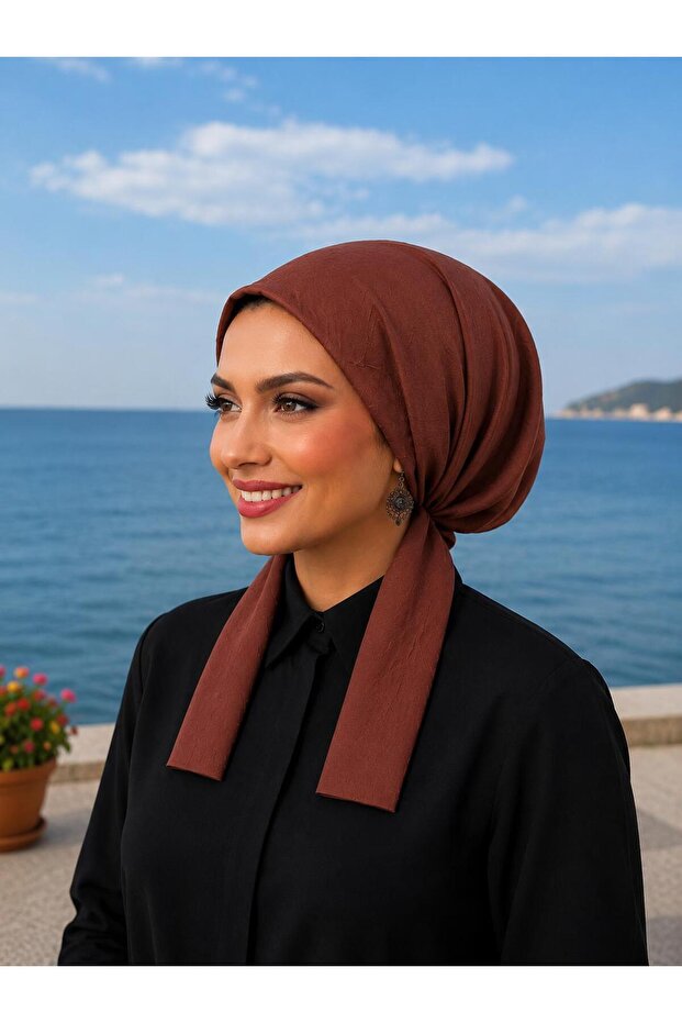 وشاح من قماش القطن المقاوم للانزلاق بلون بني فاتح