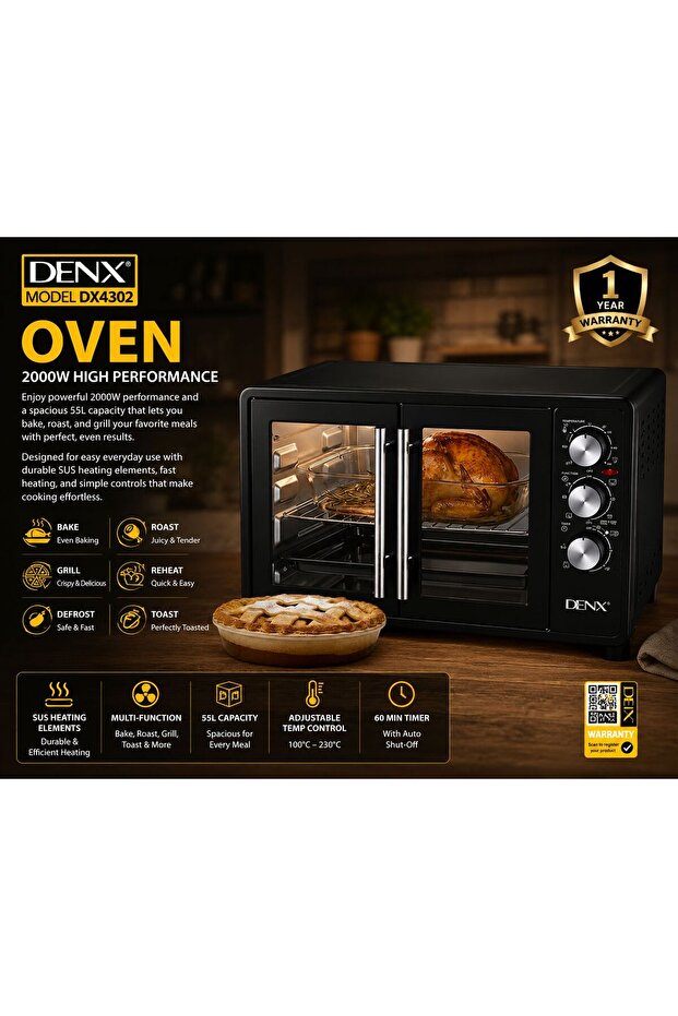 DENX Electric oven with large temperature control device DX4302