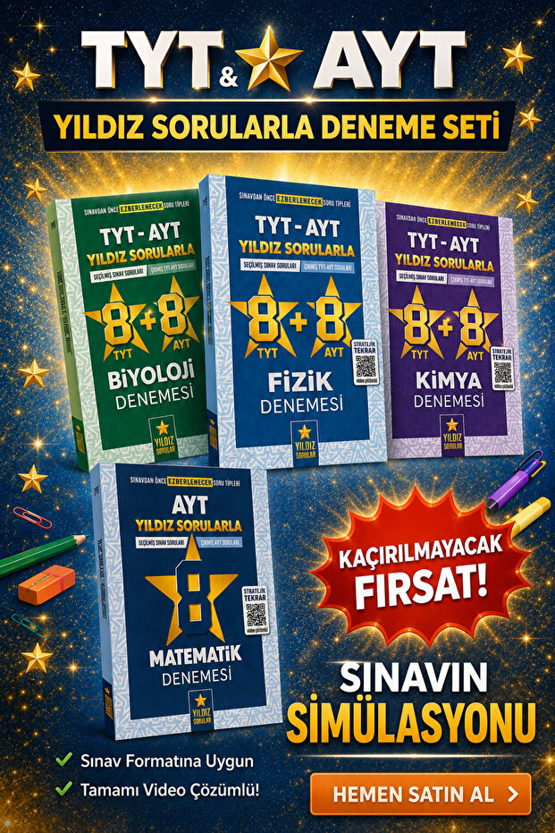 3D Yayınları Yıldızlı Sorular Tyt - Ayt Fizik Deneme, Tyt - Ayt Kimya Deneme, Tyt - Ayt Biyoloji Deneme 3 Kitap