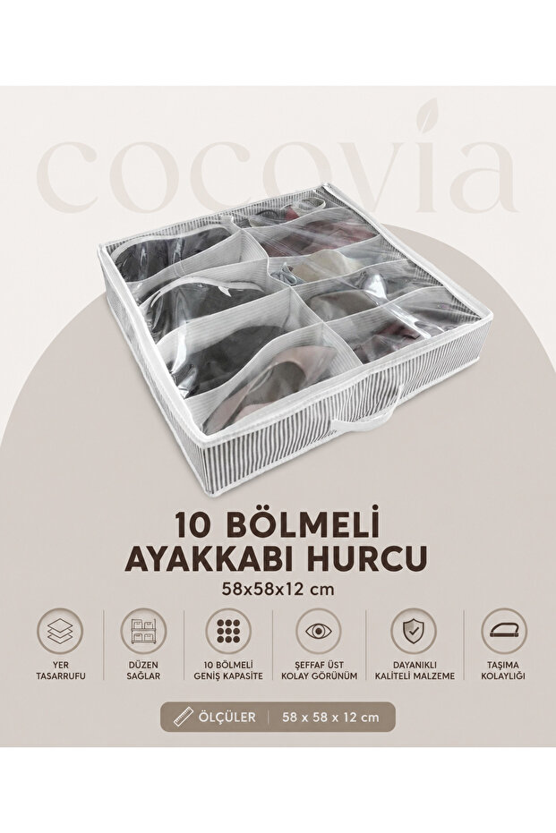 10 Compartment Transparent Shoe Storage Bag with Lid Shoe Storage Box Shoe Box Organizer