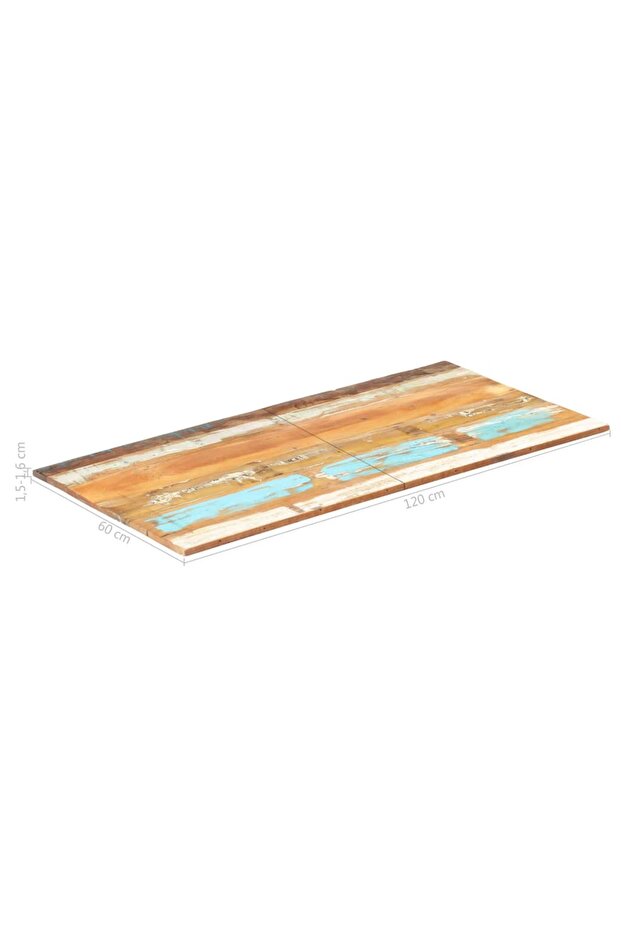 Rectangular table top 60x120 cm solid recycled wood 15-16 mm - 6