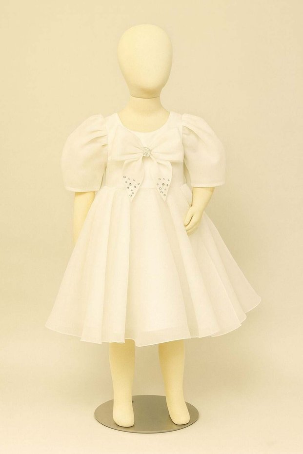 Girl's 3094 Bow Detail Short Dress for Evening Gkmh0019