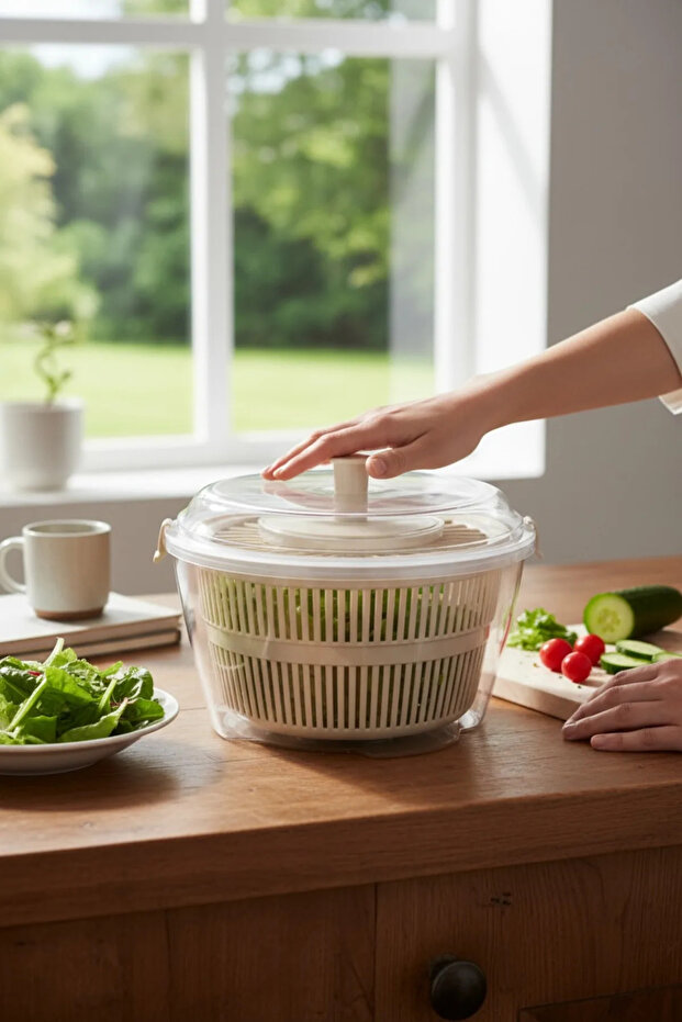 Vega Salad Dryer Coffee – Portable Lunch Box with Compartments and Leak-Proof Lid