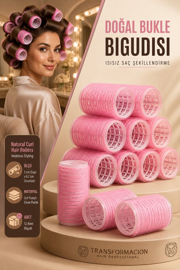 5 cm Heatless Hair Styling Natural Curl Hair Curler Professional 12 Pieces 721377