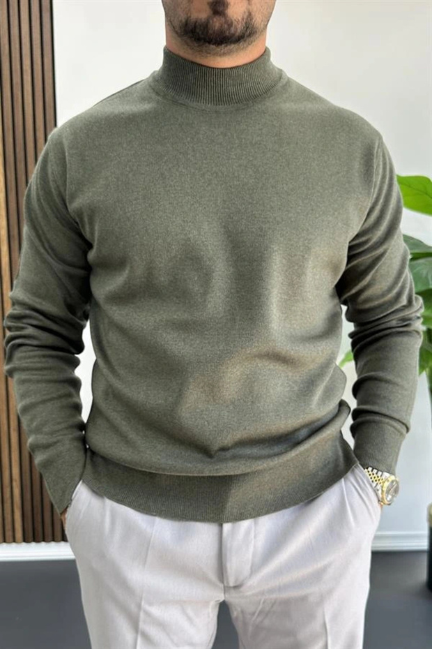 Men's Half Fisherman Regular Fit Sweater Green Edw409