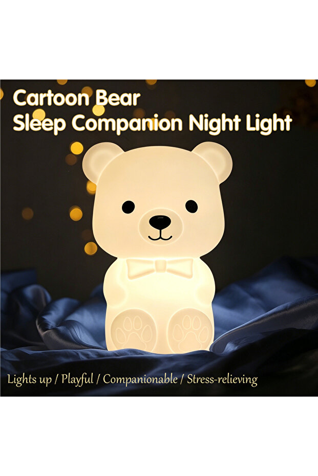 Cartoon Bear Night Light, Nursing Light, Touch Control, Desk and Night Lamp, Night Light, 5V-USB
