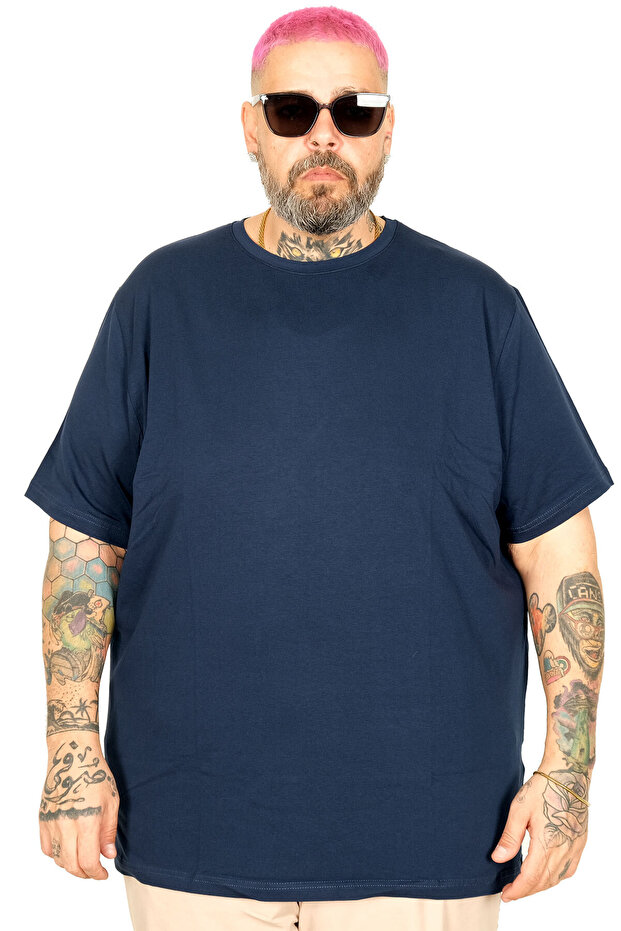 Mode XL Large Size Unisex Stretch Fabric T-Shirt Crew Neck 20149 Indigo