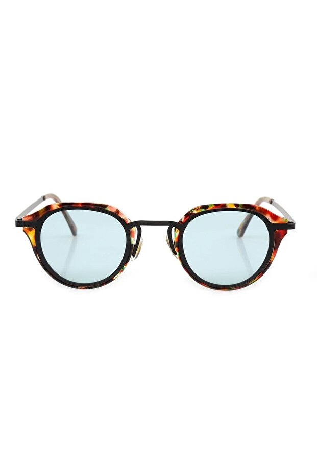 Patterned Frame Blue Glass Oval Women's Sunglasses Ae9901c6
