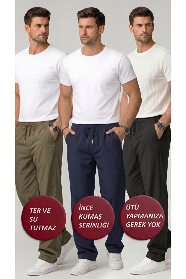 Men's 3-Pack Parachute Oversize Pants, Wide Legs, Comfortable Fit, Casual Sports