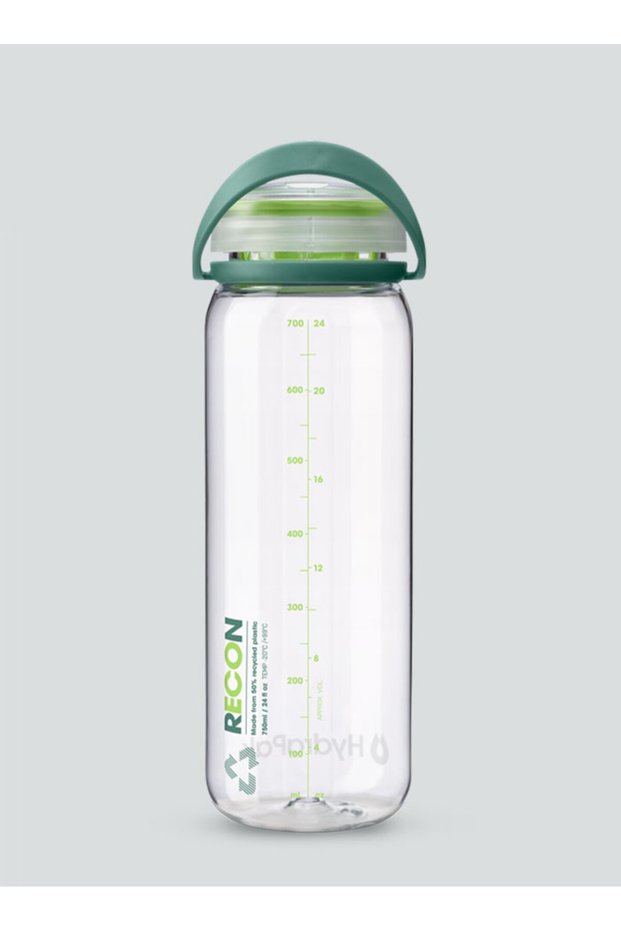 Recon Twist & Sip 750ml Water Bottle (Clear/Evergreen & Lime), Tritan Renew BPA-Free Recycled Copolyester Bottle, 180° Twist Leakproof Cap, Slim Cup Holder Design for Camping, Hiking & Fishing