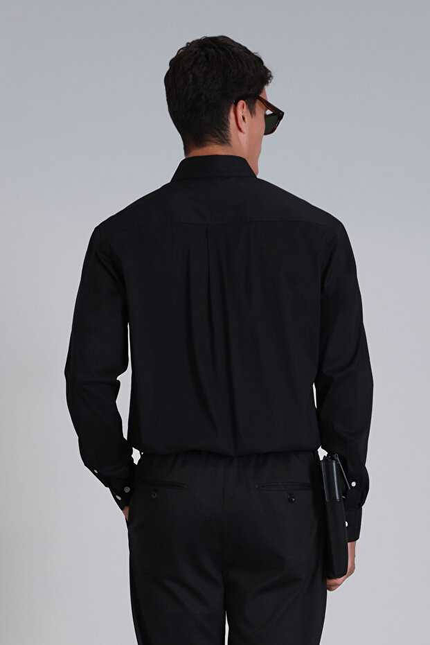 Jakob Erkek Basic Gömlek Slim Fit Siyah - 6