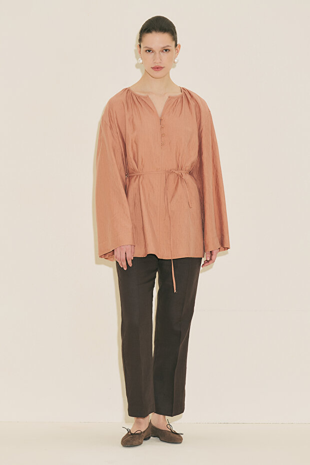 Textured Drapey Tunic Orange