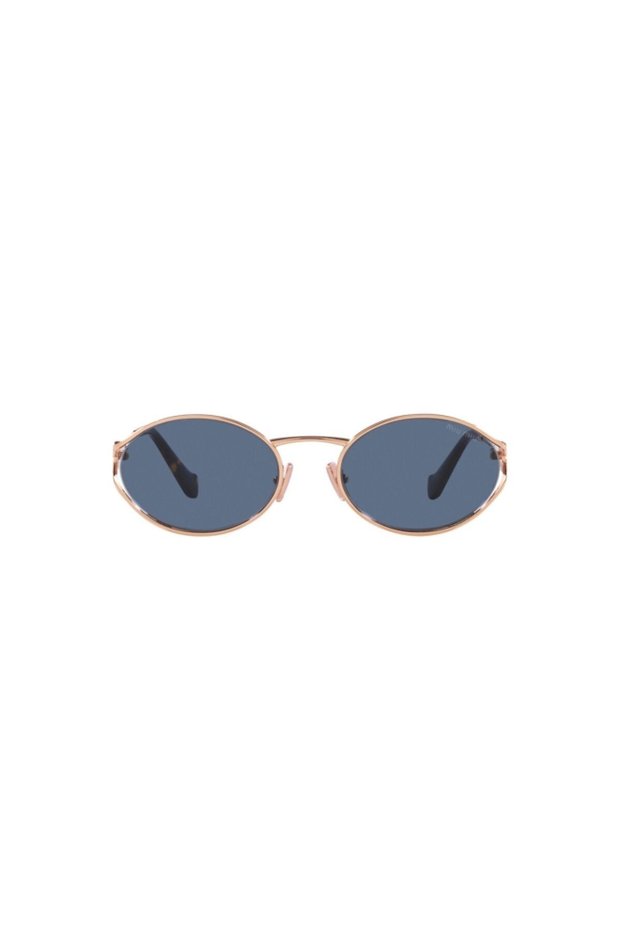 Mu52Yzvf/1V154 Sunglasses for Women - Rose Metal, Blue Lens, Uv400