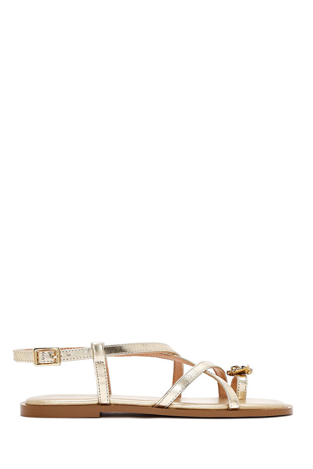 Women's Gold Metallic Flip-Flop Sandals 26Sfd440732