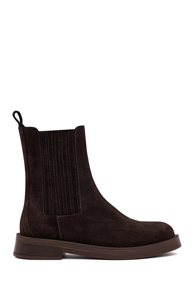 Women's Brown Suede Leather Chelsea Boots 25Wfd202310