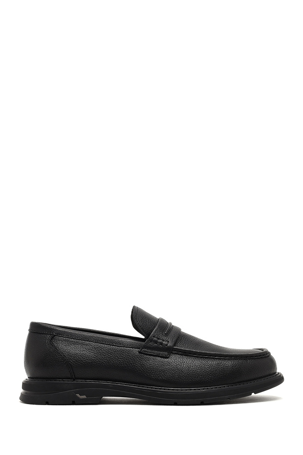 Men's Black Genuine Leather Loafer, Winter Shoes 25Wfd696518