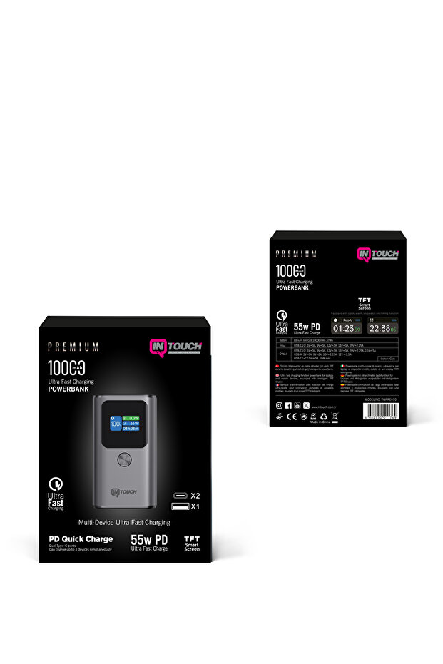 10.000mAh Ultra Hızlı Şarj 55W TFT Ekranlı Powerbank - Premium Serisi - 7