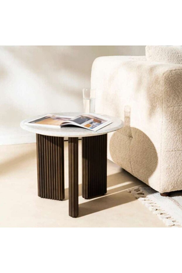 Tinos End Table Marble - Beige Brown