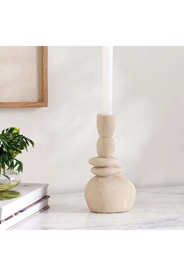 Adelaide Polyresin Candle Holder 11.5x8x20cm - Off White