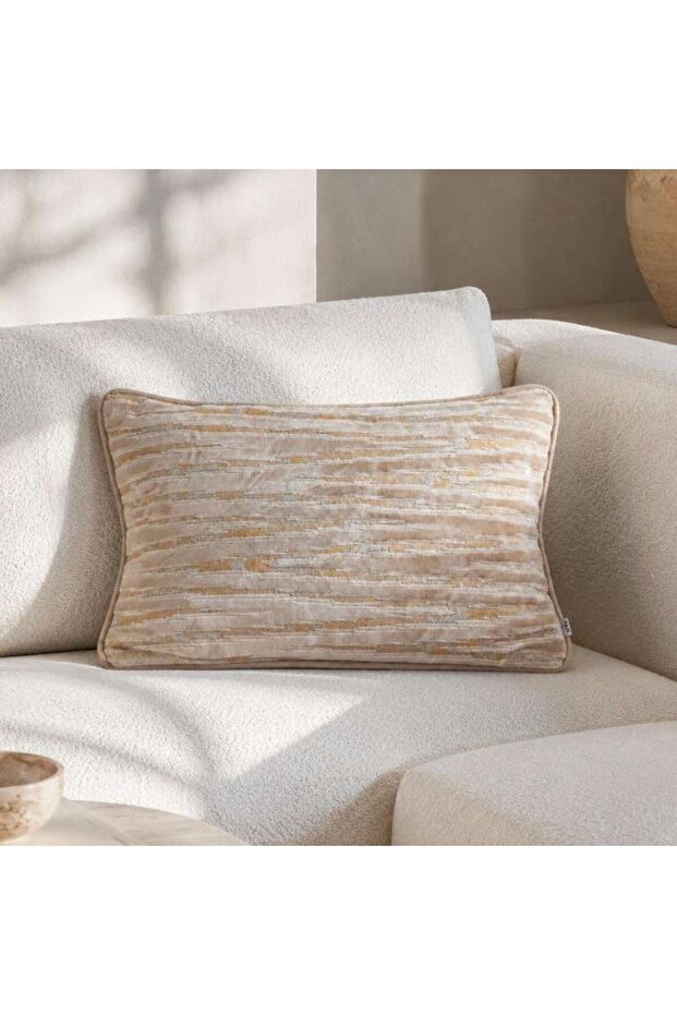 Arezzo Abstract Duck Down Filled Cushion 40x60cm-champagne