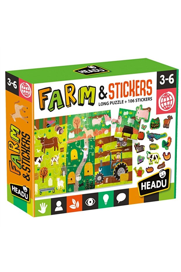 Headu Puzzle Stickers The Farm (3-6 YEARS)