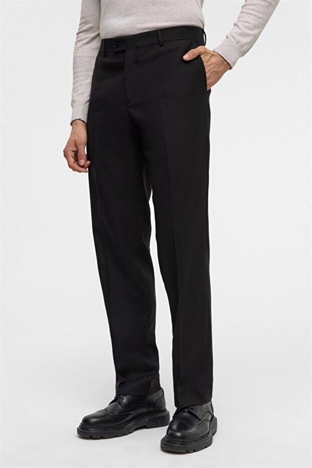 Siyah Regular Düz Casual Pantolon - 4