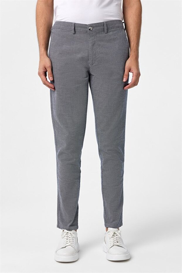 Lacivert Slim Armürlü Pantolon - 2