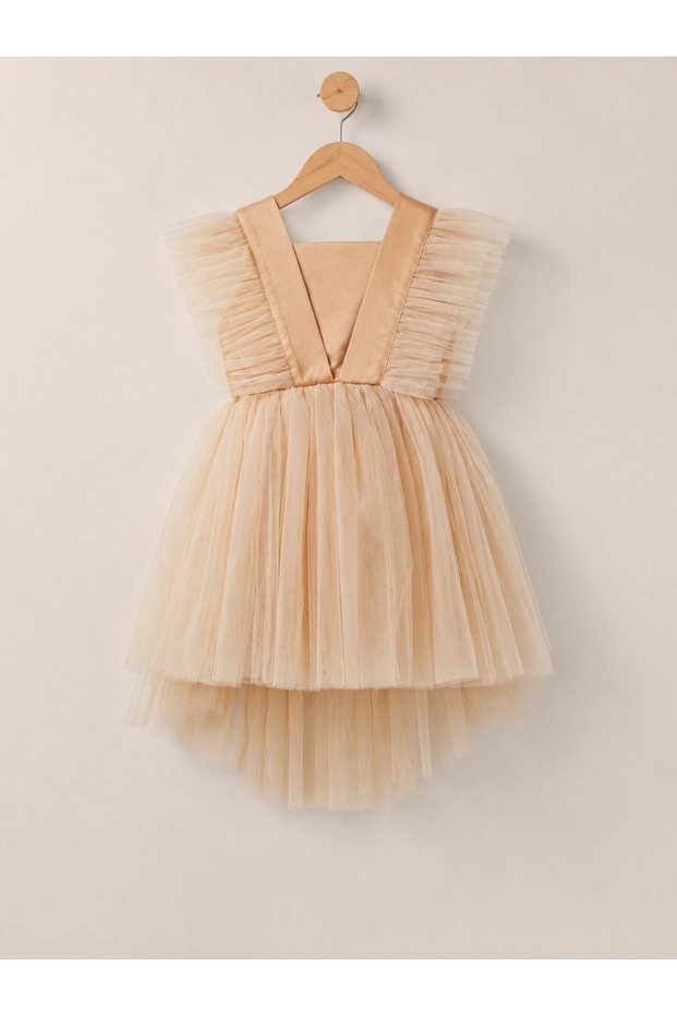 Tulle Party Prom Graduation Beige Girls' Dress Wednesday Style