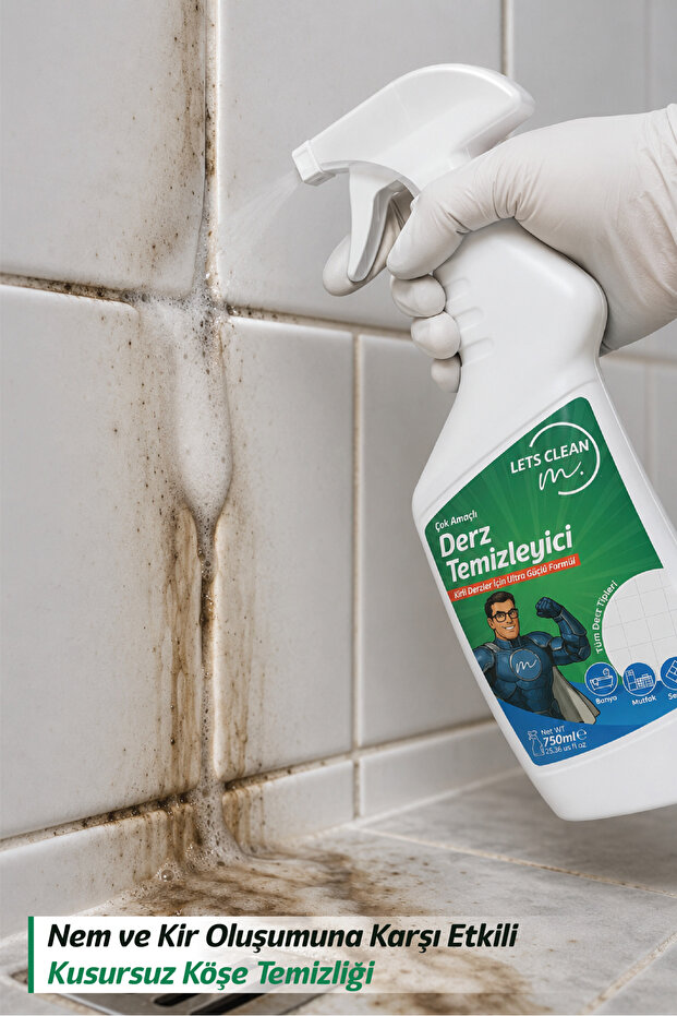 Profesyonel Derz Temizleyici Sprey Güçlü Fayans Arası Kir ve Kararma Çözücü - 750 ml - 4