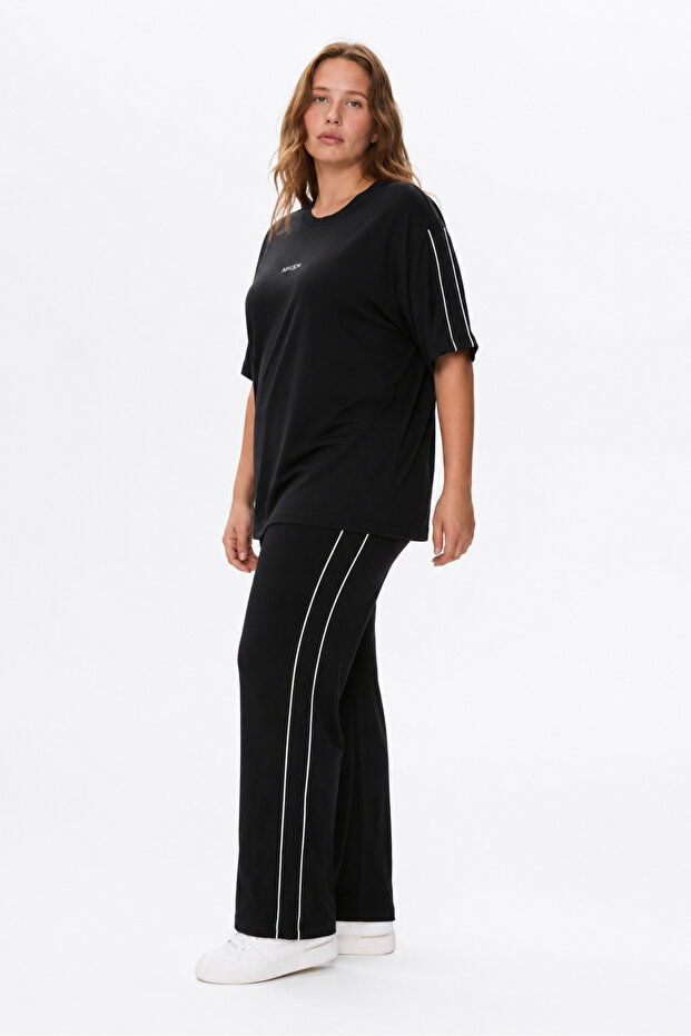 Oşho Modal Fabric Large Size Short Sleeve Double Ribbed Breathable Soft Bottom Top Set 2Xl-6Xl