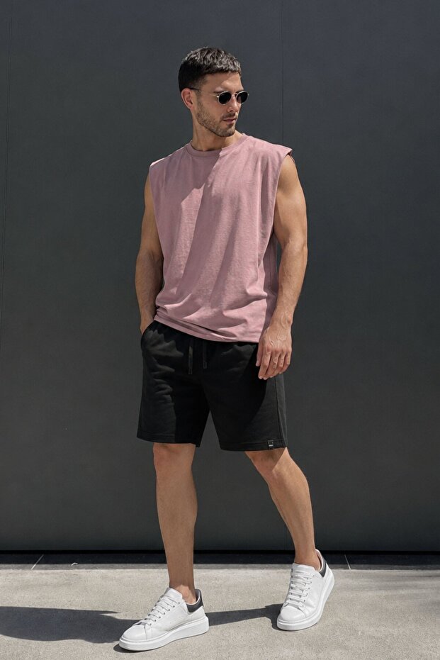 Black Adjustable Waist Pocket Short Men's Shorts 6544