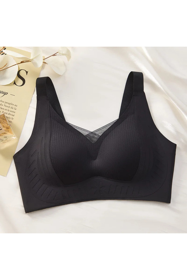Sports Bra Laser Cut No Trace Non Padding Removable Pad No Feeling Tulle Detailed Comfortable Bra
